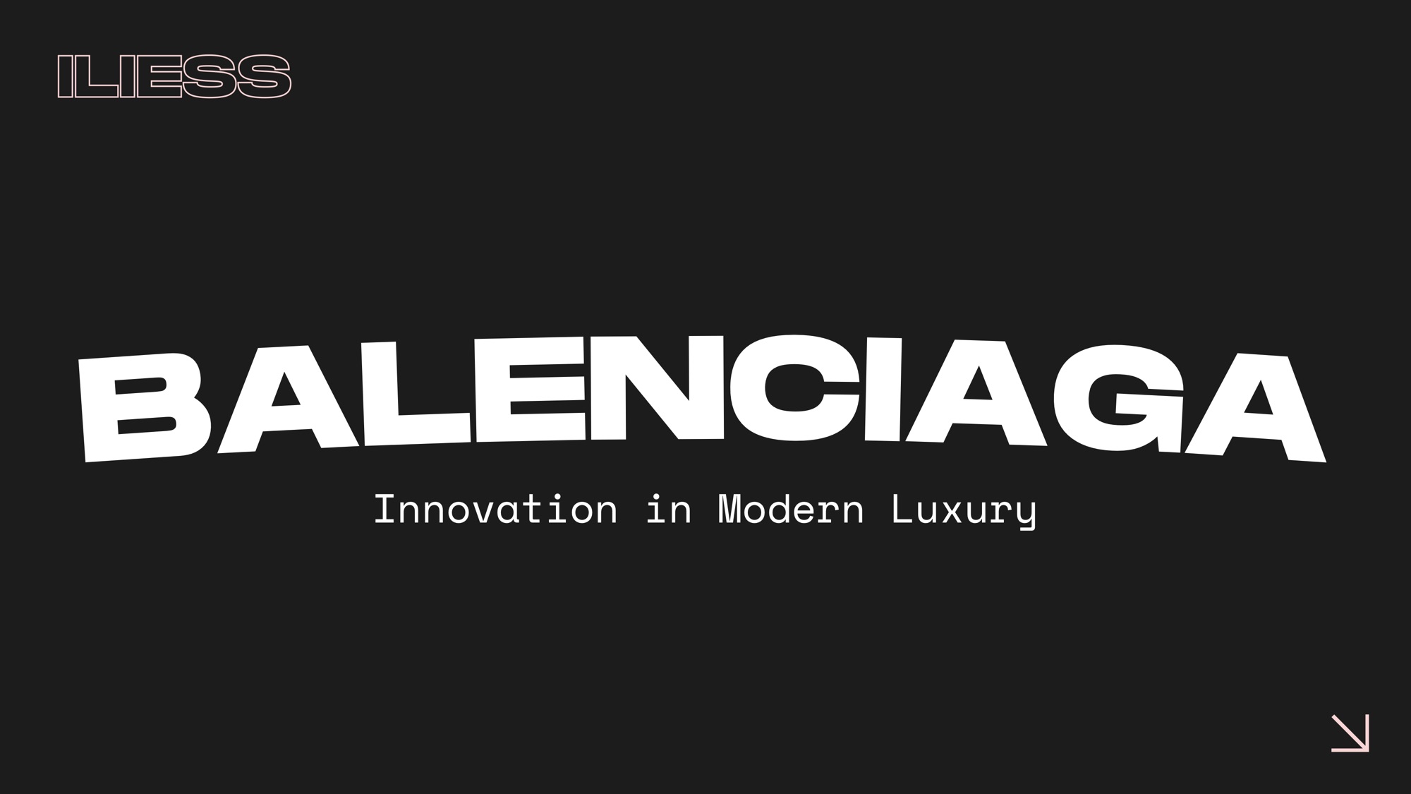Cycle Balenciaga, première page du deck Innovation in Modern Luxury