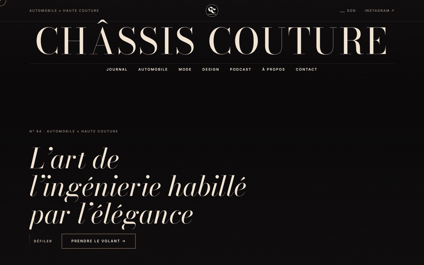 Site de Châssis Couture, le titre du média et son accroche