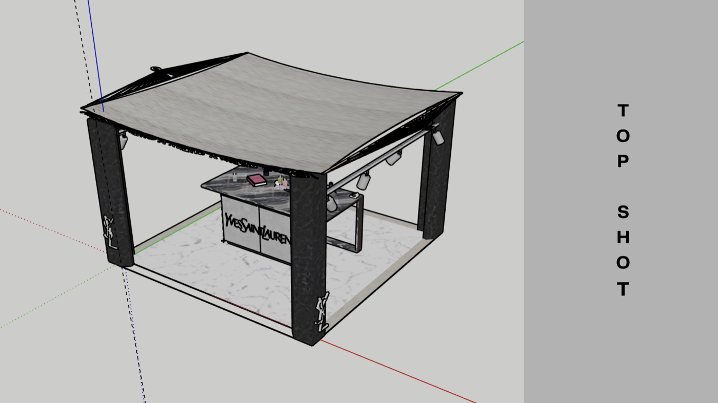 Pop-up YSL, maquette 3D, vue de dessus