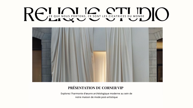 RELIQUE, première page du dossier Corner VIP